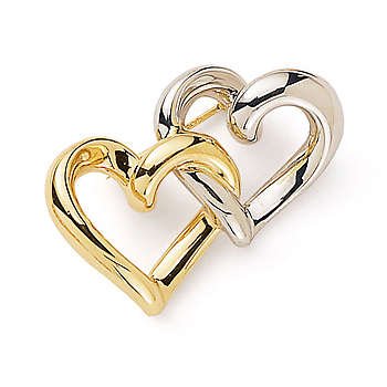 14kt Yellow And White Gold Heart In Heart Pin