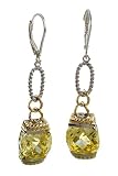 Two-Tone Sterling Silver Citrine CZ Earrings