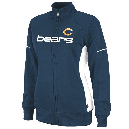 NFL Women's Chicago Bears Counter Long Sleeve Mockneck Full-Zip Track Jacket (Navy/White, Large)