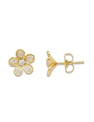Plumeria Earrings with Diamonds in 14K Yellow Gold - 10mm