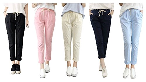 Sta.ANA(サンタ・アナ）レディース パンツ ボトムス ワークパンツ カラーパンツ ゴム 紐 調節 シンプル 無地 大きめ 5色 4サイズ