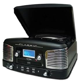 Inovalley Retro 03 Black Retro Styled HiFi Music System, FM Radio, Vinyl Record Player & CD Player (MODEL with MP3 usb stick recording & playback)