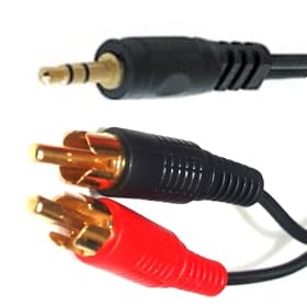 3.5mm Jack to 2 x RCA Phono Audio Cable Gold 5m Lead