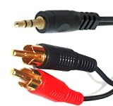 3.5mm Jack to 2 x RCA Phono Audio Cable Gold 5m Lead