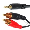 3m 3.5mm Jack to 2 x RCA Cable - Premium Quality / 24k Gold Plated / Audio / Stereo / Male to Male