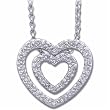 14Kt White Gold Double Heart Diamond Fashion Necklace