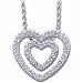 0.25Ct.T.W. Round Brilliant Cut Diamonds, 14Kt. White gold. Double Heart Diamond Fashion Necklace