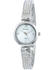 Armitron Womens 75/5157MPSV Swarovski Crystal Accented Silver-Tone Bangle Watch