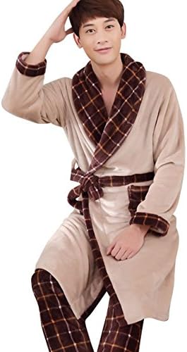Tinswear Mens Couples Matching Thermal Robe Set with Pants XL Brown