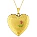 14K Gold over Sterling Silver Heart Shaped Locket w/ rose (4 image frames) Necklace