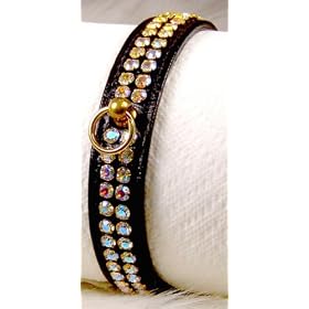 Brilliant Black Jeweled Pet Collar : Matching Lead MATCHING LEAD : Size LARGE