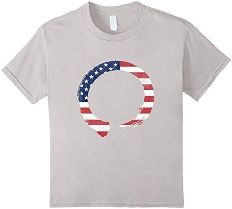 Kids American Flag Enso T-Shirt Mens &amp; Womens Sizes 8 Silver
