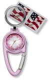 Avalon Metallic Pink Carabiner Clip-On Watch with Fold Out Magnifying Glass, # 3407-3