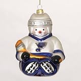 Pack of 2 NHL St. Louis Blues Hockey Snowman Glass Christmas Ornaments 5.5"