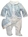 Baby : 3pc Footed Pants Outfit with Cap by Baby's Own - Blue - 3 Mths