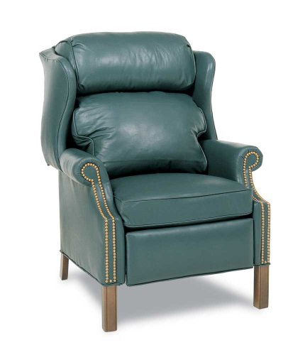 Brass Nailed Charleston Recliner by Distinction Leather - Chesterfield Windsor Blue Leather (177)