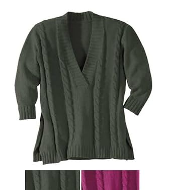 BellaDonnaModen Lässiger Pullover Pulli Zopfmuster V-Ausschnitt