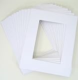 Pack of 25 11x14 WHITE Picture Mats Mattes with White Core Bevel Cut for 8x10 Photo + Backing + Bags