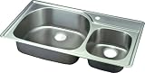 Elkay Gourmet Collection DLCGR382210R3 38 Top Mount Double Bowl Stainless Steel Sink with 18-Gauge, 10-1/2 Bowl Depth, Self-Rim and Small Bowl on Right: 3 Holes