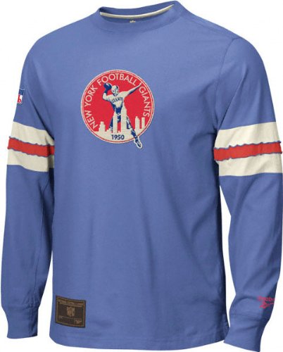 New York Giants Gridiron Classics Throwback Logo Long Sleeve Jersey Crew - Small