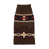 Fab Dog Americana Classics Knit Dog Sweater, Olive Navajo Turtleneck