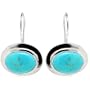 Sterling Silver Turquoise Inlay Oval Drop Earrings