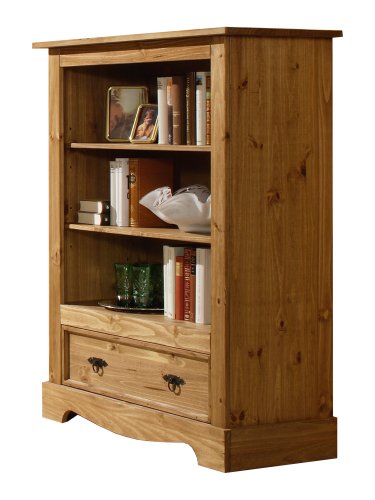 Ambientehome 57000 B&uuml;cherregal Donez Kiefer massiv antik gewachst T/B/H 44 x 98 x 125 cm