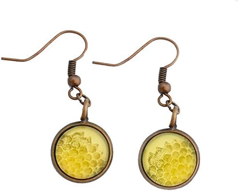 Honeycomb Dangle Earrings Honey Bee Yellow Natural History