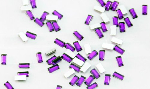 Zink Color Nail Art Acrylic Rhinestone Deep Purple Rectangle 100Pc Embellishment