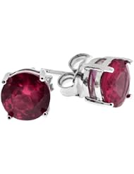 Sterling Silver & Red Crystal Earrings