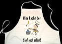 HIER KOCHT DER CHEF NOCH SELBST; Koch Sch&uuml;rze (Latzsch&uuml;rze, Arbeitsbekleidung, Kochen, Backen, Kochsch&uuml;rze), wei&szlig;
