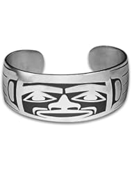 Sterling Silver Welcome Northwest Coast Native American Bracelet. Made in USA.