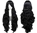 SureWells Vocaloid Black Long Curly Series Cosplay Wig Costume Wigs