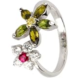Sterling Silver 925 Cubic Zirconia FLOWER PETALS Toe Ring