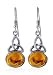Brown Amber Celtic Knot Sterling Silver Kidney Ear Wire Earrings