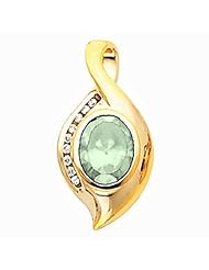 18K Yellow Gold Oval Cut Prasiolite (Green Amethyst) Pendant -- LIFETIME WARRANTY