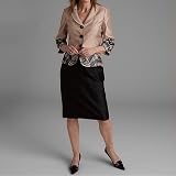 Kasper Taupe & Black 3-Button Skirt Suit , 8
