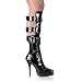 5 Inch Sexy Knee High Boots Two-Tone Lace-Up Low Platform Open Back Patent Leather