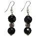 EXP Handmade Faceted Black Glass & Silver Earrings
