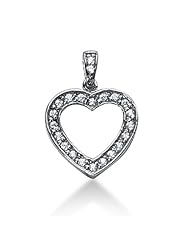14K Gold Pave set Diamond Heart Pendant (0.42 cttw, F - G Color, SI2 Clarity)