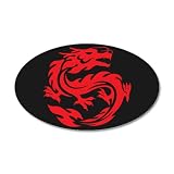 38.5x24.5O Wall Vinyl Sticker Tribal Red Dragon
