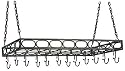 Old Dutch International Rustic Rectangular Pot Rack with Hooks
