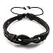 JewelrieShop Young and Cool Handmade Countryside Style Genuine Real Leather Braid Infinity Lock Bracelet,Adjustable