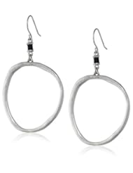 The SAK Organic Silver Drop Hoop Earrings