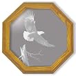 Decorative Etched Mirror - Eagle Art Etching, Octagon Solid Oak Framed Wall Mirror, 13 inches