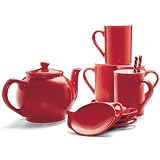 Red Nine Piece Tea Set