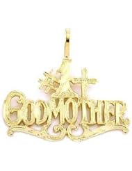 #1 Godmother & Cross Charm Diamond-Cut 14k Gold 18mm