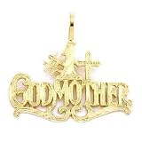 #1 Godmother and Cross Charm Diamond-Cut 14k Gold 18mm