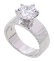 SilverBin Sterling Silver Engagement Style Polished Round CZ Ring
