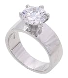 SilverBin Sterling Silver Engagement Style Polished Round CZ Ring